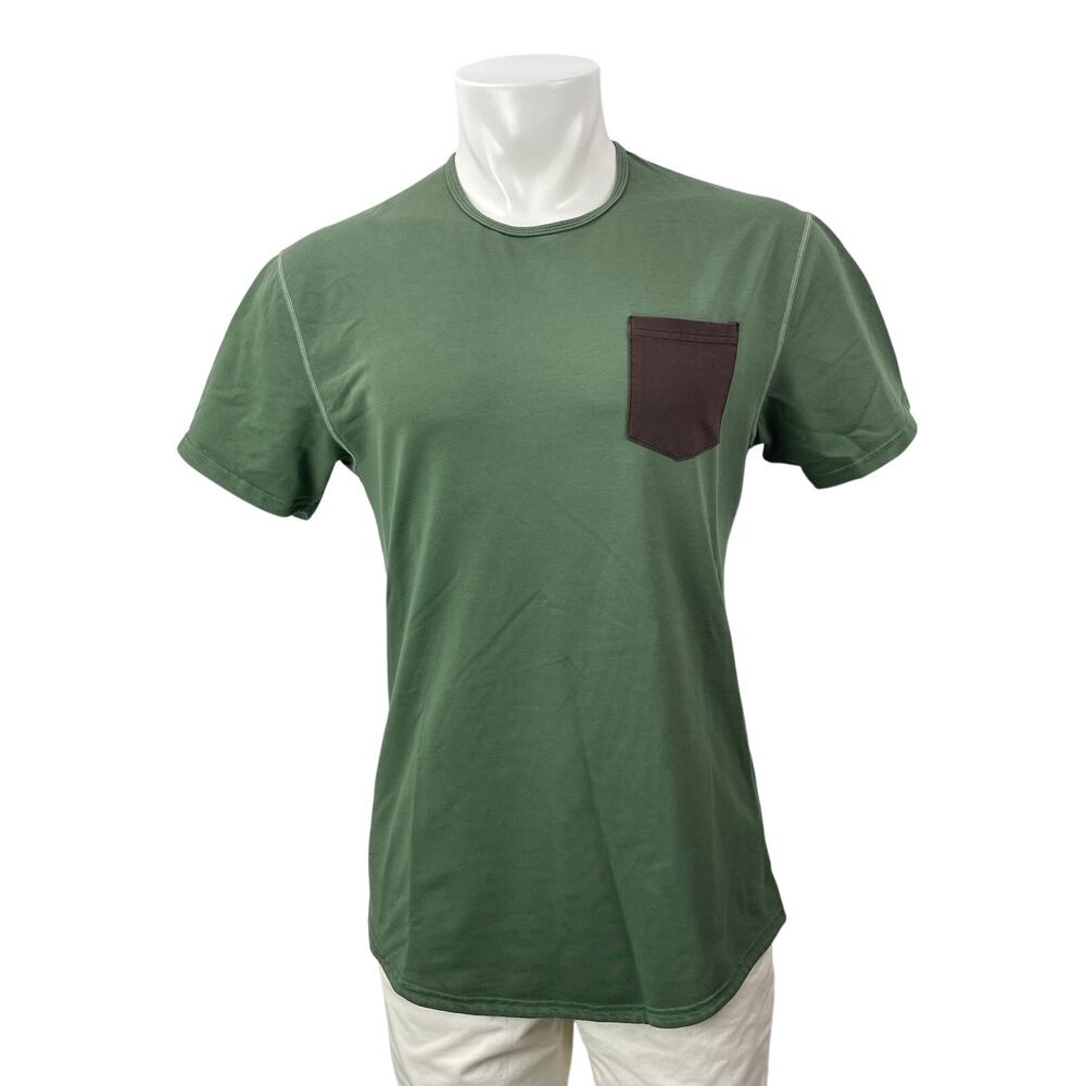 BYLT Basics Mens Olive Green Short Sleeves Pocket Drop Cut Tee T-shirt Top Sz M